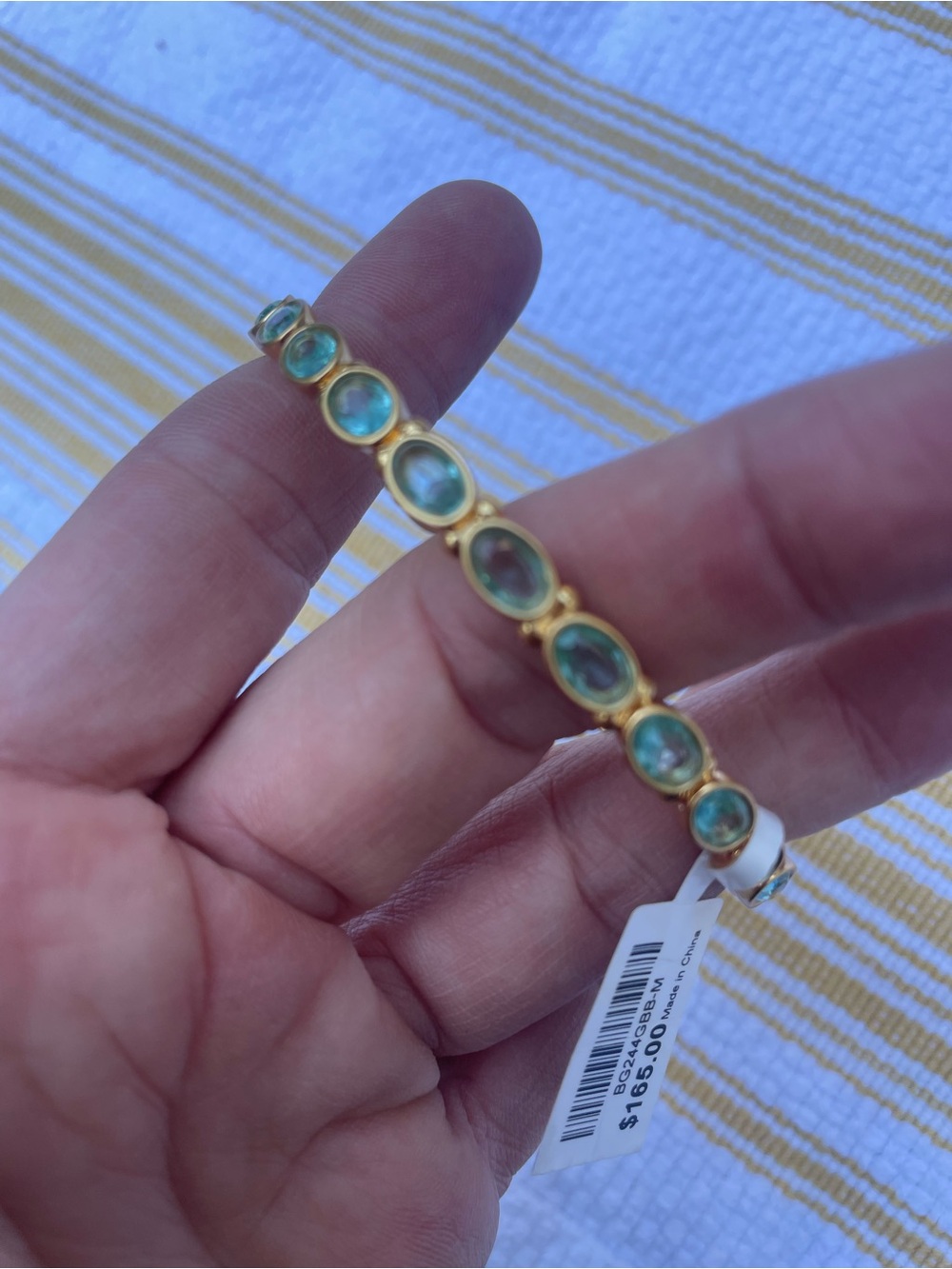 NWT Julie Vos Gold Blue Crystal Accented Gold Mykonos Bangle - Picture 5 of 8